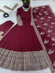 TRADITIONAL GEORGETTE EMBROIDERY SEQUENCE WORK GOWN BOTTOM WITH DUPATTA PARTY WEAR WHOLESALE PRICE ETHNIC GARMENT (3)