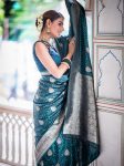 TRENDING BANARASI SOFT SILK WEAVING WORK SAREE WITH UNSTITCHED BLOUSE PARTY WEAR WHOLESALE PRICE ETHNIC GARMENT (10)