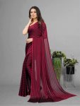 TRENDING BLACK BERRY SILK PRINTED SAREE WITH UNSTITCHED BLOUSE MAROON