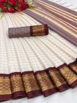 TRENDING COTTON SILK JACQUARD WEAVING WORK SAREE WITH UNSTITCHED BLOUSE MAROON