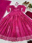 TRENDING GEORGETTE DIGITAL PRINTED EMBROIDERY SEQUENCE WORK GOWN BOTTOM WITH DUPATTA PARTY WEAR WHOLESALE PRICE ETHNIC GARMENT (4)