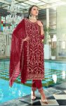 TRENDING GEORGETTE EMBROIDERY MOTI WORK TOP BOTTOM WITH DUPATTA PARTY WEAR WHOLESALE PRICE ETHNIC GARMENT ( (6)