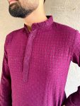 TRENDING RAYON CHIKANKARI MEN’S KURTA WITH PAYJAMA PARTY WEAR WHOLESALE PRICE ETHNIC GARMENT (2)