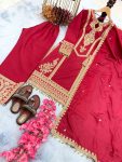 TRENDING SILK EMBROIDERY TOP PALAZZO WITH DUPATTA PARTY WEAR WHOLESALE PRICE ETHNIC GARMENT (1)