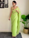 ATRACTIVE GEORGETTE ACRO BORDER WORK SAREE WITH UNSTITCHED EMBROIDERY WORK BLOUSE PARTY WEAR WHOLESALE PRICE ETHNIC GARMENT 2 (1)