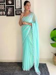 ATRACTIVE GEORGETTE ACRO BORDER WORK SAREE WITH UNSTITCHED EMBROIDERY WORK BLOUSE PARTY WEAR WHOLESALE PRICE ETHNIC GARMENT (4)