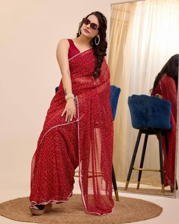 ATTRACTIVE GEORGETTE DIGITAL PRINT WORK 1 MINUTE READY TO WEAR SAREE WITH UNSTITCHED BLOUSE MAROON