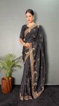 ATRACTIVE VICHITRA SILK ZARI WITH DMC SWAROVSKI WORK 1 MINUTE SAREE WITH UNSTITCHED BLOUSE FESTIVAL WEAR WHOLESALE PRICE ETHNIC GARMENT (22)