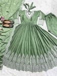 ATTARCTIVE CHINON EMBROIDERY SEQUENCE WORK GOWN BOTTOM WITH DUPATTA PARTY WEAR WHOLESALE PRICE ETHNIC GARMENT (7)