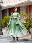 ATTARCTIVE CHINON EMBROIDERY SEQUENCE WORK GOWN BOTTOM WITH DUPATTA PARTY WEAR WHOLESALE PRICE ETHNIC GARMENT (7)