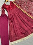 ATTRACTIVE BARBARI SILK EMBROIDERY LACE WORK GOWN BOTTOM WITH DUPATTA FESTIVAL WEAR WHOLESALE PRICE ETHNIC GARMENT (14)