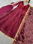 ATTRACTIVE BARBARI SILK EMBROIDERY LACE WORK GOWN BOTTOM WITH DUPATTA FESTIVAL WEAR WHOLESALE PRICE ETHNIC GARMENT (14)