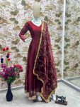 ATTRACTIVE BARBARI SILK EMBROIDERY LACE WORK GOWN BOTTOM WITH DUPATTA FESTIVAL WEAR WHOLESALE PRICE ETHNIC GARMENT (14)