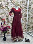 ATTRACTIVE BARBARI SILK EMBROIDERY LACE WORK GOWN BOTTOM WITH DUPATTA FESTIVAL WEAR WHOLESALE PRICE ETHNIC GARMENT (14)