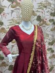 ATTRACTIVE BARBARI SILK EMBROIDERY LACE WORK GOWN BOTTOM WITH DUPATTA FESTIVAL WEAR WHOLESALE PRICE ETHNIC GARMENT (14)