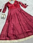 ATTRACTIVE BARBARI SILK EMBROIDERY LACE WORK GOWN BOTTOM WITH DUPATTA FESTIVAL WEAR WHOLESALE PRICE ETHNIC GARMENT (14)