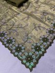 ATTRACTIVE BURBERRY SILK EMBROIDERY SEQUENCE WORK SAREE WITH UNSTITCHED BLOUSE PARTY WEAR WHOLESALE PRICE ETHNIC GARMENT 1 (2)