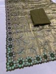 ATTRACTIVE BURBERRY SILK EMBROIDERY SEQUENCE WORK SAREE WITH UNSTITCHED BLOUSE PARTY WEAR WHOLESALE PRICE ETHNIC GARMENT 1 (2)