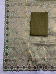 ATTRACTIVE BURBERRY SILK EMBROIDERY SEQUENCE WORK SAREE WITH UNSTITCHED BLOUSE PARTY WEAR WHOLESALE PRICE ETHNIC GARMENT 1 (2)