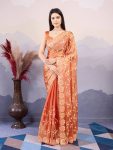 ATTRACTIVE BURBERRY SILK EMBROIDERY SEQUENCE WORK SAREE WITH UNSTITCHED BLOUSE PARTY WEAR WHOLESALE PRICE ETHNIC GARMENT (13)