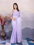 ATTRACTIVE BURBERRY SILK EMBROIDERY SEQUENCE WORK SAREE WITH UNSTITCHED BLOUSE PARTY WEAR WHOLESALE PRICE ETHNIC GARMENT (5)