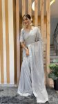 ATTRACTIVE CHIFFON SWAROVSKI LACE BORDER WORK 1 MINUTE SAREE WITH UNSTITCHED BLOUSE PARTY WEAR WHOLESALE PRICE ETHNIC GARMENT (12)