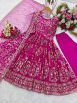ATTRACTIVE CHINON EMBROIDERY SEQUENCE WORK GOWN BOTTOM WITH DUPATTA PARTY WEAR WHOLESALE PRICE ETHNIC GARMENT (8)