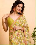 ATTRACTIVE CHINON SILK DIGITAL PRINT AND SEQUENCE WORK SAREE WITH UNSTITCHED BLOUSE PARTY WEAR WHOLESALE PRICE ETHNIC GARMENT (3)