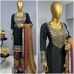 ATTRACTIVE CHINON SILK EMBROIDERY WITH SEQUENCE WORK TOP PALAZZO WITH DUPATTA FESTIVAL WEAR WHOLESALE PRICE ETHNIC GARMENT (5)