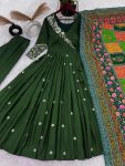 ATTRACTIVE CHINON SILK EMBROIDERY WORK GOWN PALAZZO WITH DUPATTA FESTIVAL WEAR WHOLESALE PRICE ETHNIC GARMENT (3)