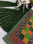 ATTRACTIVE CHINON SILK EMBROIDERY WORK GOWN PALAZZO WITH DUPATTA FESTIVAL WEAR WHOLESALE PRICE ETHNIC GARMENT (3)