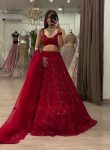 ATTRACTIVE CHINON SILK THREAD WITH SEQUENCE WORK LEHENGA CHOLI WITH DUPATTA WEDDING WEAR WHOLESALE PRICE ETHNIC GARMENT (2)