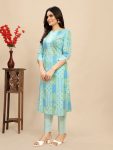 ATTRACTIVE COTTON BLOCK PRINT WORK TOP PANT SET CASUAL WEAR WHOLESALE PRICE ETHNIC GARMENT (5)