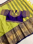 ATTRACTIVE COTTON JACQUARD WEAVING WORK SAREE WITH READY MADE BLOUSE FESTIVAL WEAR WHOLESALE PRICE ETHNIC GARMENT (2)