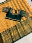 ATTRACTIVE COTTON JACQUARD WEAVING WORK SAREE WITH READY MADE BLOUSE FESTIVAL WEAR WHOLESALE PRICE ETHNIC GARMENT (4)