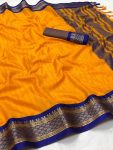 ATTRACTIVE COTTON SILK BROAD CONTRAST JACQUARD WORK BORDER SAREE WITH UNSTITCHED BLOUSE FESTIVAL WEAR WHOLESALE PRICE ETHNIC GARMENT (14)