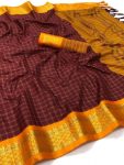 ATTRACTIVE COTTON SILK BROAD CONTRAST JACQUARD WORK BORDER SAREE WITH UNSTITCHED BLOUSE FESTIVAL WEAR WHOLESALE PRICE ETHNIC GARMENT (21)