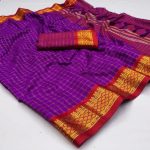 ATTRACTIVE COTTON SILK BROAD CONTRAST JACQUARD WORK BORDER SAREE WITH UNSTITCHED BLOUSE FESTIVAL WEAR WHOLESALE PRICE ETHNIC GARMENT (4)