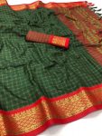 ATTRACTIVE COTTON SILK BROAD CONTRAST JACQUARD WORK BORDER SAREE WITH UNSTITCHED BLOUSE FESTIVAL WEAR WHOLESALE PRICE ETHNIC GARMENT (5)