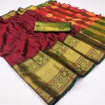 ATTRACTIVE COTTON SILK SAREE BROAD CONTRAST BORDER WITH UNSTITCHED BLOUSE FESTIVAL WEAR WHOLESALE PRICE ETHNIC GARMENT 5 (1)