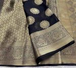 ATTRACTIVE CREPE GEORGETTE SILK JACQUARD BORDER WORK SAREE WITH UNSTITCHED BLOUSE FESTIVAL WEAR WHOLESALE PRICE ETHNIC GARMENT 1 (1)