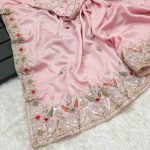 ATTRACTIVE DIAMOND CHINON EMBROIDERY CODING MULTI THREAD SEQUENCE WORK SAREE WITH UNSTITCHED BLOUSE PARTY WEAR WHOLESALE PRICE ETHNIC GARMENT (8)