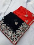 ATTRACTIVE GEORGETTE CODING AND MULTI WORK SAREE WITH UNSTITCHED BLOUSE FESTIVAL WEAR WHOLESALE PRICE ETHNIC GARMENT (12)