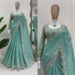 ATTRACTIVE GEORGETTE CODING SEQUENCE WITH REAL MIRROR WORK SAREE WITH UNSTITCHED BLOUSE PARTY WEAR WHOLESALE PRICE ETHNIC GARMENT (3)