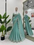 ATTRACTIVE GEORGETTE CODING SEQUENCE WITH REAL MIRROR WORK SAREE WITH UNSTITCHED BLOUSE PARTY WEAR WHOLESALE PRICE ETHNIC GARMENT (3)