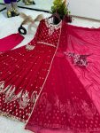 ATTRACTIVE GEORGETTE EMBROIDERY SEQUENCE WORK GOWN BOTTOM WITH DUPATTA FESTIVAL WEAR WHOLESALE PRICE ETHNIC GARMENT (3)