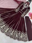ATTRACTIVE GEORGETTE EMBROIDERY SEQUENCE WORK GOWN BOTTOM WITH DUPATTA PARTY WEAR WHOLESALE PRICE ETHNIC GARMENT (5)