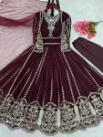 ATTRACTIVE GEORGETTE EMBROIDERY SEQUENCE WORK GOWN BOTTOM WITH DUPATTA PARTY WEAR WHOLESALE PRICE ETHNIC GARMENT (5)