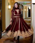 ATTRACTIVE GEORGETTE EMBROIDERY SEQUENCE WORK GOWN BOTTOM WITH DUPATTA BROWN
