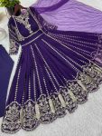 ATTRACTIVE GEORGETTE EMBROIDERY SEQUENCE WORK GOWN BOTTOM WITH DUPATTA WEDDING WEAR WHOLESALE PRICE ETHNIC GARMENT (5)